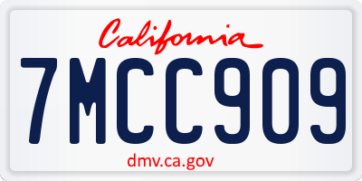 CA license plate 7MCC909
