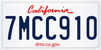 CA license plate 7MCC910