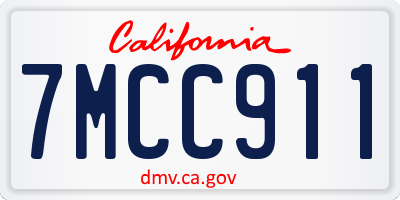 CA license plate 7MCC911