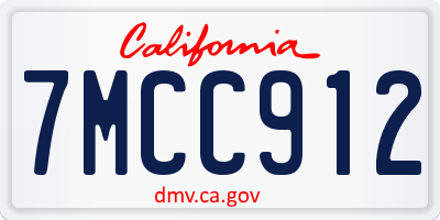 CA license plate 7MCC912