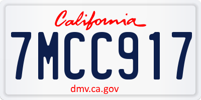 CA license plate 7MCC917