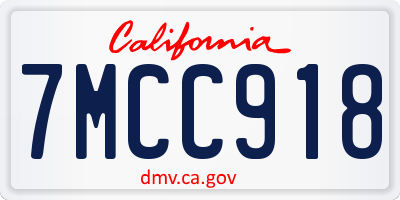 CA license plate 7MCC918