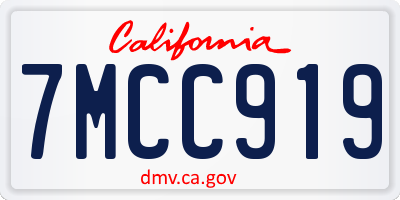 CA license plate 7MCC919