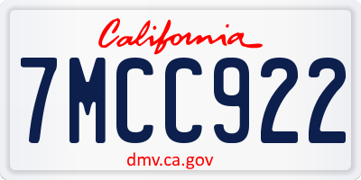 CA license plate 7MCC922