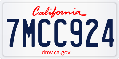 CA license plate 7MCC924