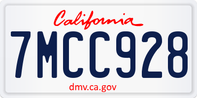 CA license plate 7MCC928