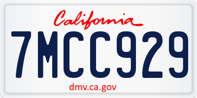 CA license plate 7MCC929