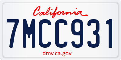 CA license plate 7MCC931