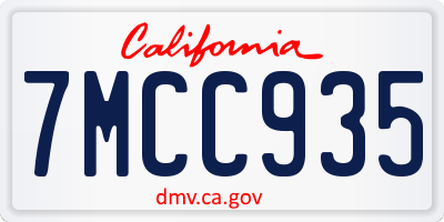 CA license plate 7MCC935