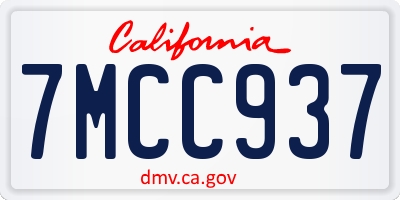 CA license plate 7MCC937