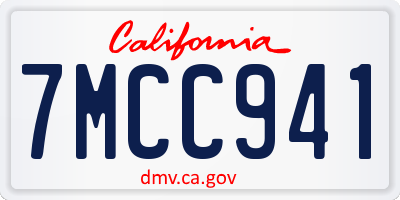 CA license plate 7MCC941