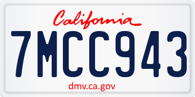 CA license plate 7MCC943