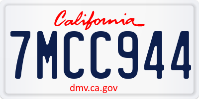 CA license plate 7MCC944