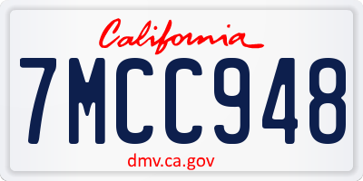 CA license plate 7MCC948