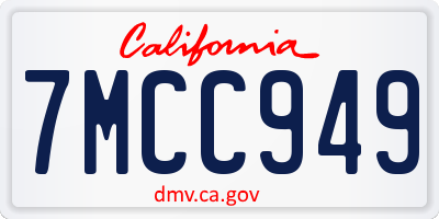 CA license plate 7MCC949