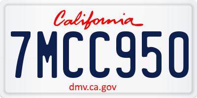CA license plate 7MCC950
