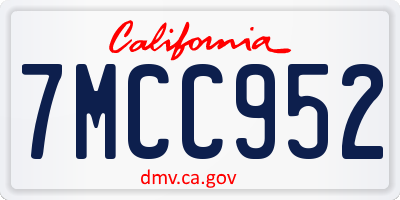 CA license plate 7MCC952