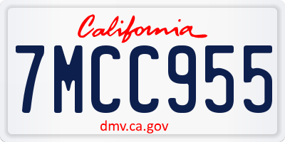 CA license plate 7MCC955