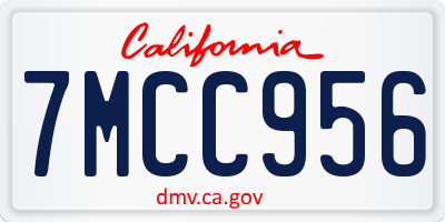 CA license plate 7MCC956