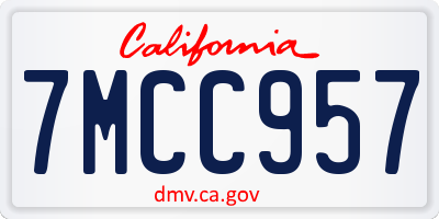CA license plate 7MCC957