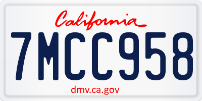 CA license plate 7MCC958