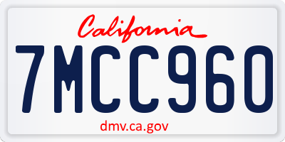 CA license plate 7MCC960