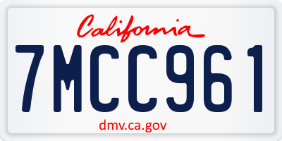 CA license plate 7MCC961