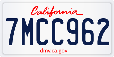 CA license plate 7MCC962