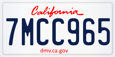 CA license plate 7MCC965