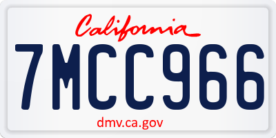 CA license plate 7MCC966