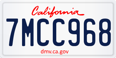 CA license plate 7MCC968