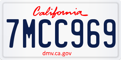 CA license plate 7MCC969