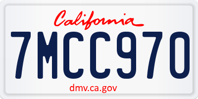CA license plate 7MCC970
