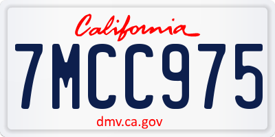 CA license plate 7MCC975