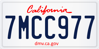 CA license plate 7MCC977