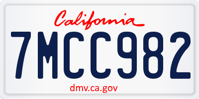 CA license plate 7MCC982