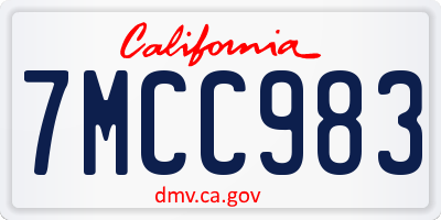 CA license plate 7MCC983