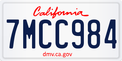 CA license plate 7MCC984