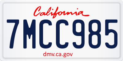 CA license plate 7MCC985