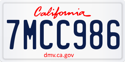 CA license plate 7MCC986