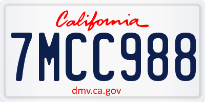 CA license plate 7MCC988