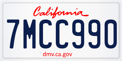 CA license plate 7MCC990