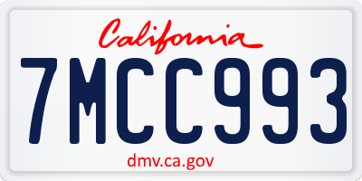 CA license plate 7MCC993