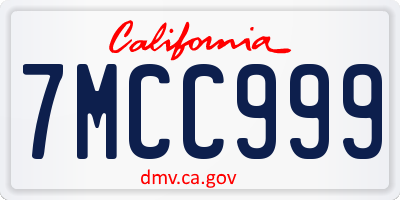 CA license plate 7MCC999