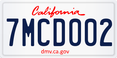 CA license plate 7MCD002