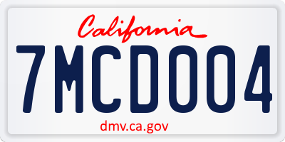 CA license plate 7MCD004