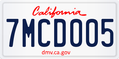 CA license plate 7MCD005