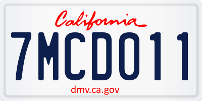 CA license plate 7MCD011