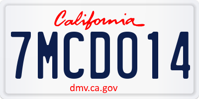 CA license plate 7MCD014