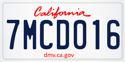 CA license plate 7MCD016